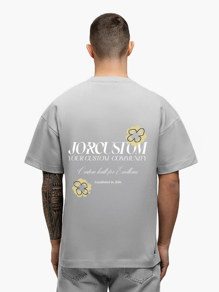JorCustom Flowers Loose Fit T-Shirt - Light Grey