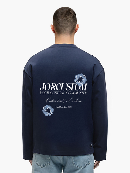 JorCustom Flowers Longsleeve T-Shirt - Midnight Blue