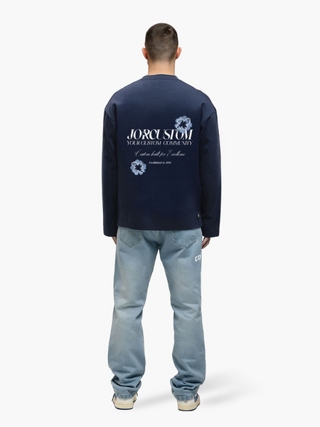 JorCustom Flowers Longsleeve T-Shirt - Midnight Blue JorCustom JorCustom Flowers Longsleeve T-Shirt - Midnight Blue