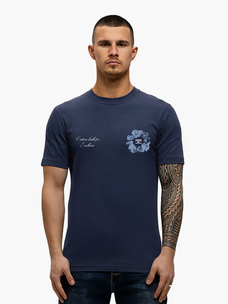 JorCustom Flowers Slim Fit T-Shirt - Midnight Blue JorCustom JorCustom Flowers Slim Fit T-Shirt - Midnight Blue