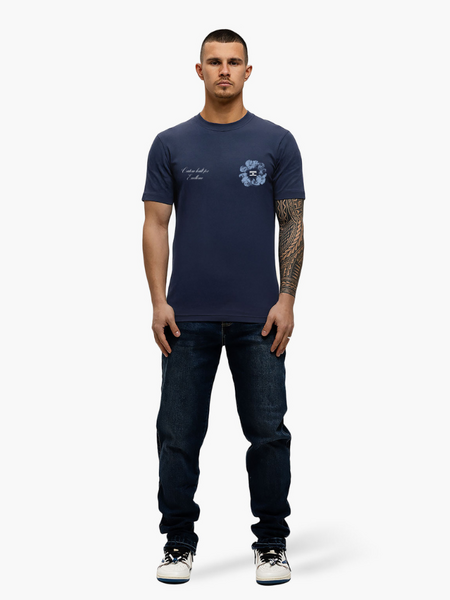 JorCustom Flowers Slim Fit T-Shirt - Midnight Blue JorCustom JorCustom Flowers Slim Fit T-Shirt - Midnight Blue