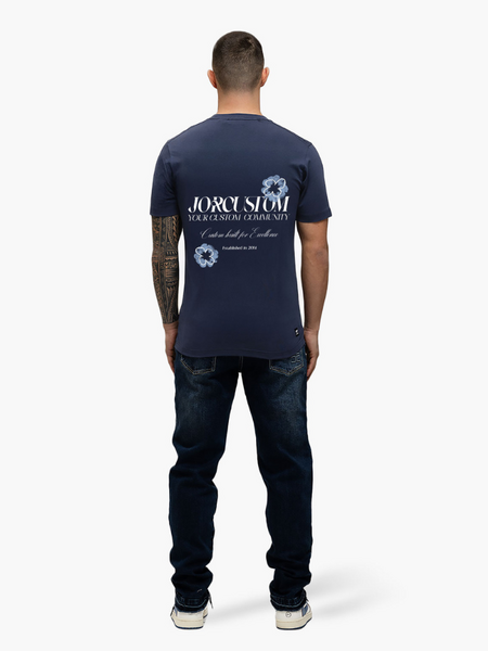JorCustom Flowers Slim Fit T-Shirt - Midnight Blue JorCustom JorCustom Flowers Slim Fit T-Shirt - Midnight Blue