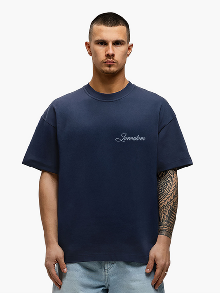 JorCustom Stitched Loose Fit T-Shirt - Midnight Blue JorCustom JorCustom Stitched Loose Fit T-Shirt - Midnight Blue