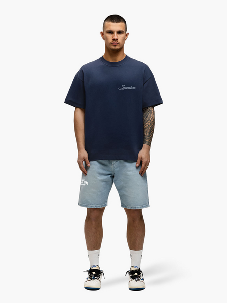 JorCustom Stitched Loose Fit T-Shirt - Midnight Blue JorCustom JorCustom Stitched Loose Fit T-Shirt - Midnight Blue