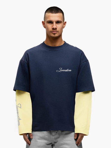 JorCustom Stitched Double Layered Longsleeve T - MidnightBlue-Vintage JorCustom JorCustom Stitched Double Layered Longsleeve T - MidnightBlue-Vintage