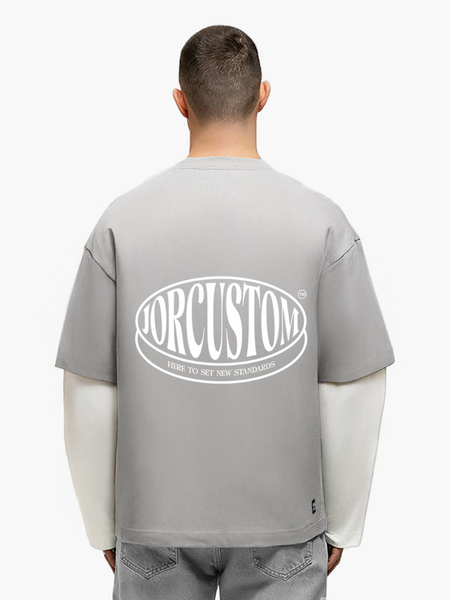 JorCustom Stretched Double Layered Longsleeve - Light Grey/White