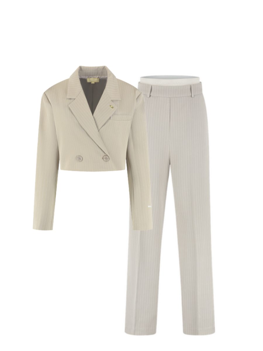 Malelions Malelions Women Pinstripe Combi-Set - Sand