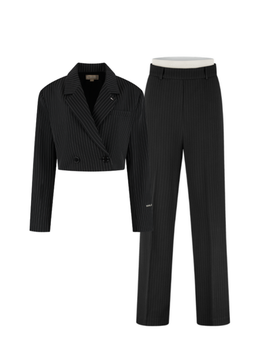 Malelions Women Pinstripe Combi-Set - Black Malelions Malelions Women Pinstripe Combi-Set - Black