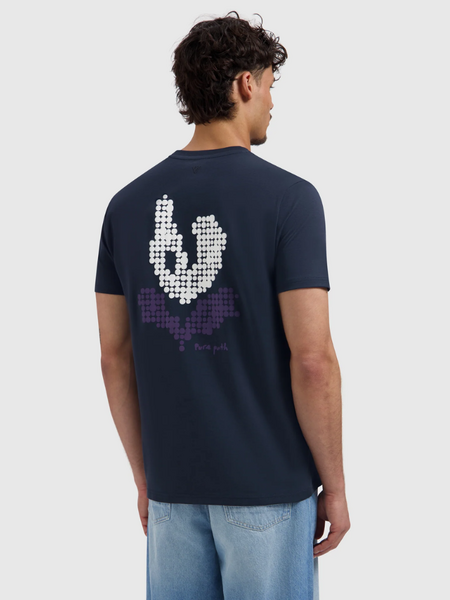 Pure Path Pixel Flower T-shirt - Dark Navy
