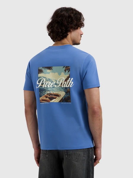 Pure Path Riva boat T-shirt - Faded Cobalt