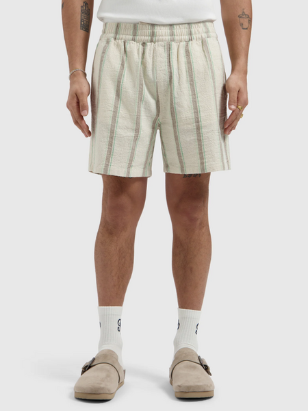 Pure Path Striped Shorts - Ecru