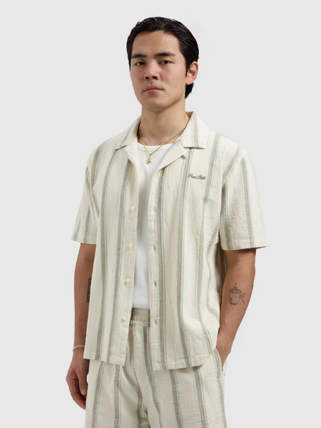 Pure Path Striped Shortsleeved Shirt - Ecru