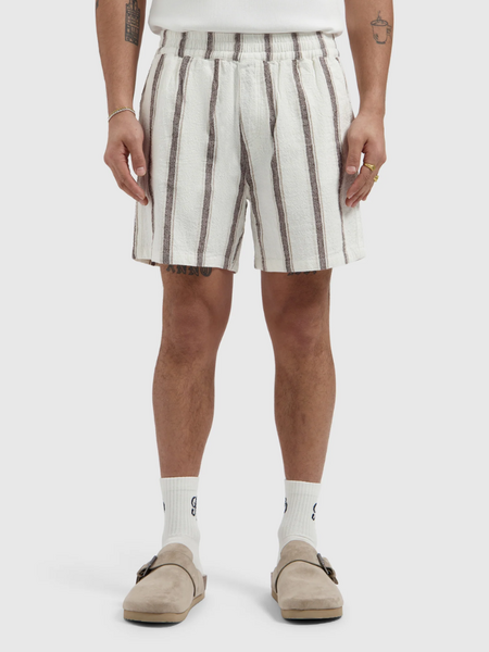 Pure Path Striped Shorts - Off White