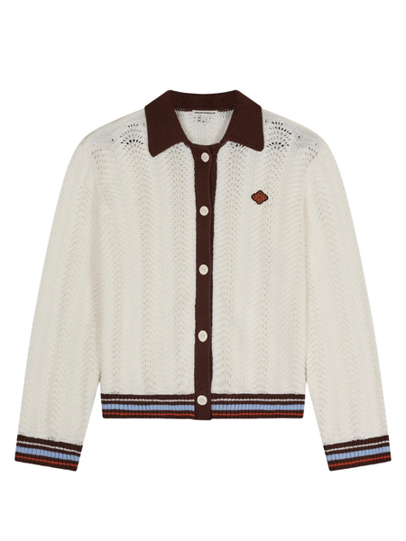 The Couture Club The Couture Club Women Long Sleeve Crochet Shirt - Chocolate