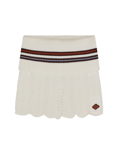 The Couture Club The Couture Club Women Crochet Knitted Foldover Shorts - Chocolate