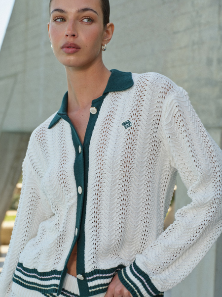 The Couture Club The Couture Club Women Long Sleeve Crochet Shirt - Forest Green