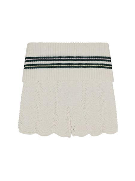 The Couture Club The Couture Club Women Crochet Knitted Foldover Shorts - Forest Green
