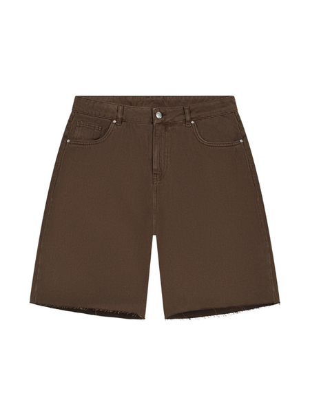The Couture Club The Couture Club Denim Raw Edge Shorts - Brown Wash - Copy