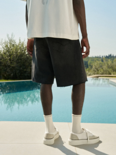 The Couture Club The Couture Club Denim Raw Edge Shorts - Brown Wash - Copy