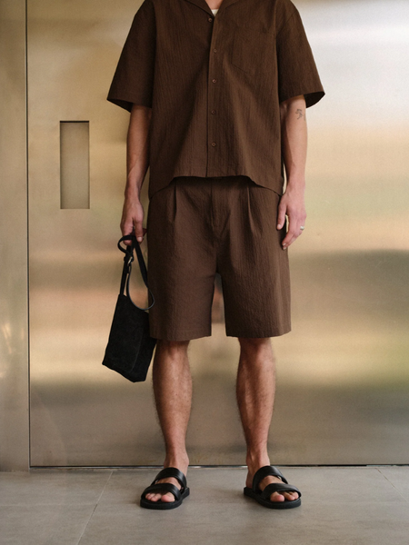 The Couture Club Textured Tailored Shorts - Brown The Couture Club The Couture Club Textured Tailored Shorts - Brown