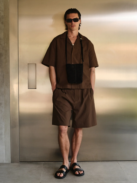 The Couture Club Textured Reverse Shirt - Brown The Couture Club The Couture Club Textured Reverse Shirt - Brown