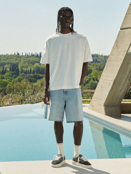 The Couture Club The Couture Club Denim Raw Edge Shorts - Mid Stone Wash - Copy
