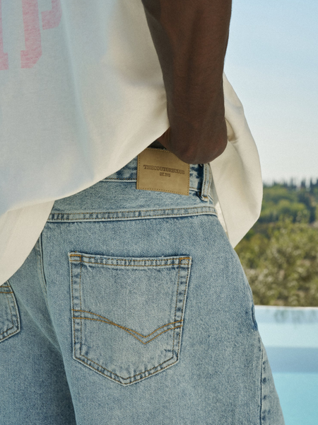 The Couture Club The Couture Club Denim Raw Edge Shorts - Mid Stone Wash - Copy