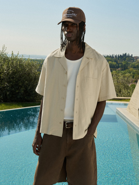 The Couture Club Textured Reverse Shirt - Stone The Couture Club The Couture Club Textured Reverse Shirt - Stone