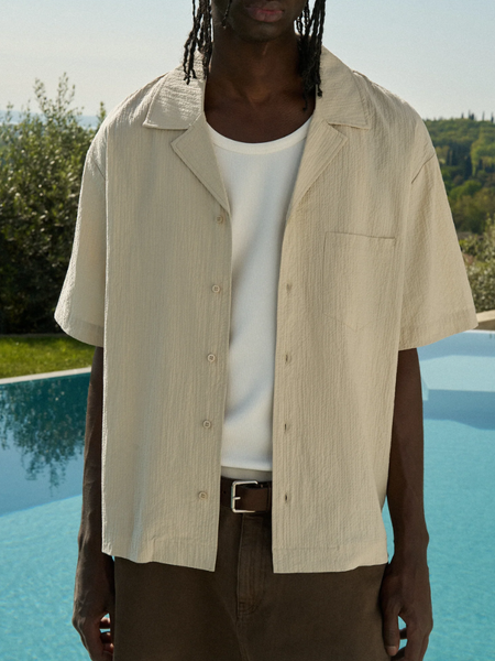 The Couture Club Textured Reverse Shirt - Stone The Couture Club The Couture Club Textured Reverse Shirt - Stone