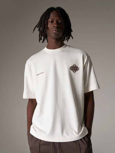 The Couture Club Motion Blurred Emblem T-Shirt - Off White/Brown The Couture Club The Couture Club Motion Blurred Emblem T-Shirt - Off White/Brown