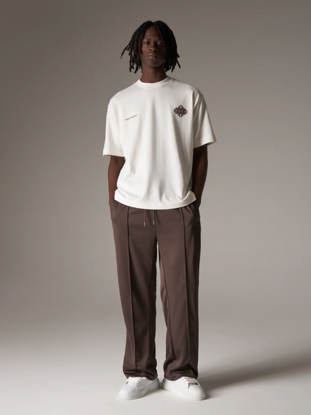 The Couture Club Motion Blurred Emblem T-Shirt - Off White/Brown The Couture Club The Couture Club Motion Blurred Emblem T-Shirt - Off White/Brown