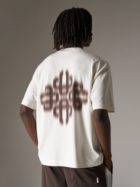 The Couture Club The Couture Club Motion Blurred Emblem T-Shirt - Off White/Brown The Couture Club Motion Blurred Emblem T-Shirt - Off White/Brown