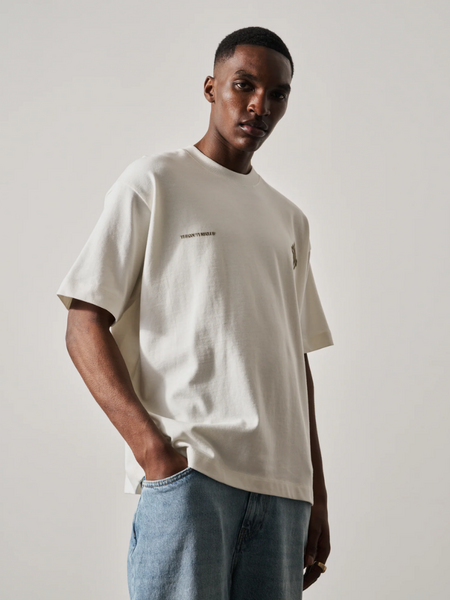 The Couture Club Motion Blurred Emblem T-Shirt - Off White/Khaki The Couture Club The Couture Club Motion Blurred Emblem T-Shirt - Off White/Khaki