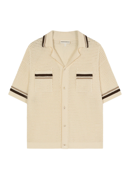The Couture Club Crochect Knitted Stripe Button Trough - Off White The Couture Club The Couture Club Crochect Knitted Stripe Button Trough - Off White