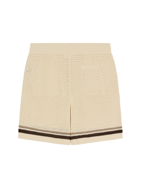 The Couture Club Crochet Knitted Stripe Shorts - Off White The Couture Club The Couture Club Crochet Knitted Stripe Shorts - Off White