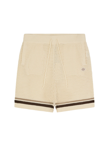 The Couture Club Crochet Knitted Stripe Shorts - Off White The Couture Club The Couture Club Crochet Knitted Stripe Shorts - Off White