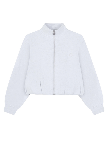 The Couture Club Women Funnel Neck Ballon Hem Zip Through - Grey Marl The Couture Club The Couture Club Women Funnel Neck Ballon Hem Zip Through - Grey Marl