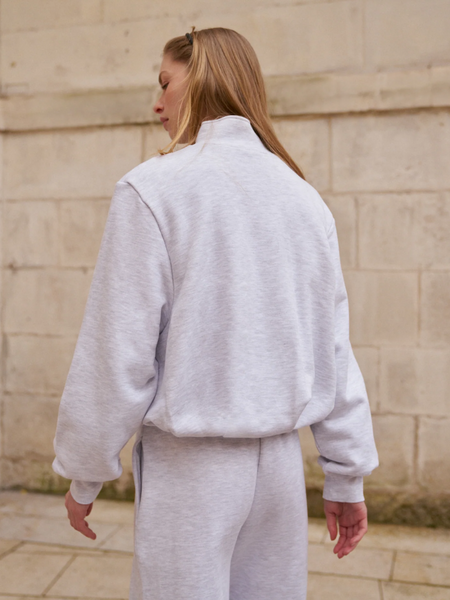 The Couture Club Women Funnel Neck Ballon Hem Zip Through - Grey Marl The Couture Club The Couture Club Women Funnel Neck Ballon Hem Zip Through - Grey Marl