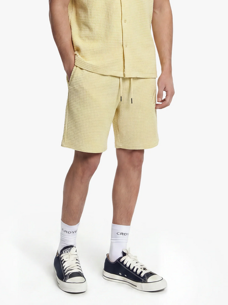 Croyez Croyez Initial Waffle Shorts - Butter Yellow Croyez Initial Waffle Shorts - Butter Yellow