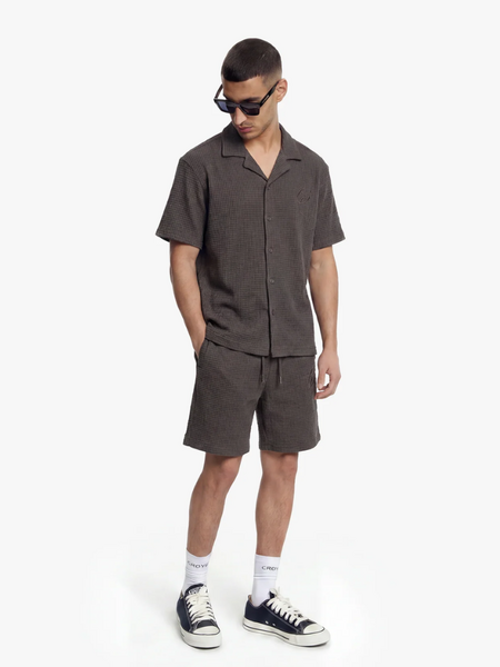 Croyez Initial Waffle Shirt - Washed Brown Croyez Croyez Initial Waffle Shirt - Washed Brown