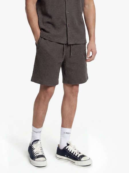 Croyez Croyez Initial Waffle Shorts - Washed Brown Croyez Initial Waffle Shorts - Washed Brown