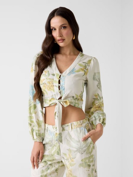Guess LS Shirley Linen Top - Garden Lilies Print Guess Guess LS Shirley Linen Top - Garden Lilies Print