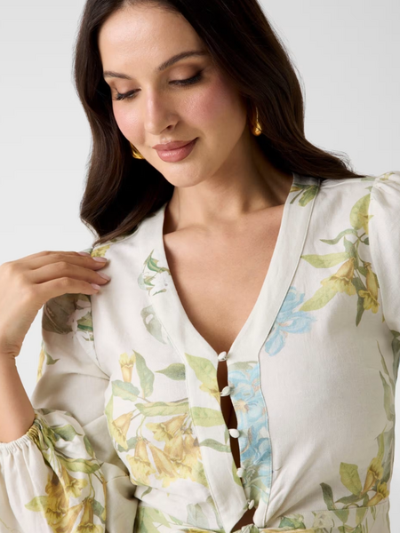 Guess LS Shirley Linen Top - Garden Lilies Print Guess Guess LS Shirley Linen Top - Garden Lilies Print