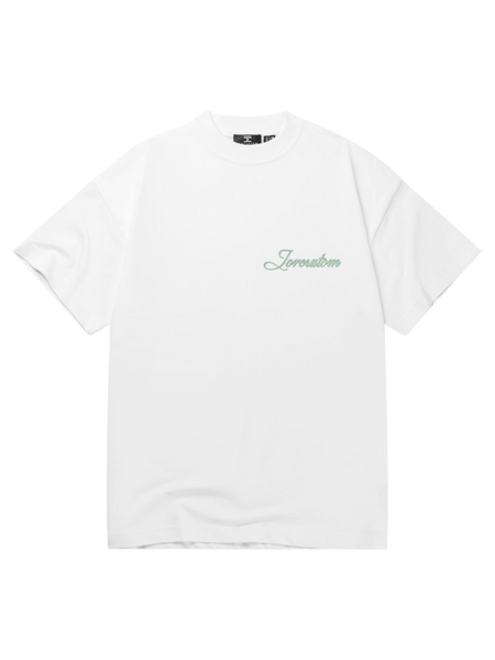 JorCustom Stitched Loose Fit T-Shirt - White-Mint JorCustom JorCustom Stitched Loose Fit T-Shirt - White-Mint