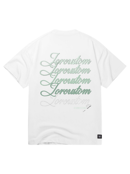JorCustom JorCustom Stitched Loose Fit T-Shirt - White-Mint JorCustom Stitched Loose Fit T-Shirt - White-Mint