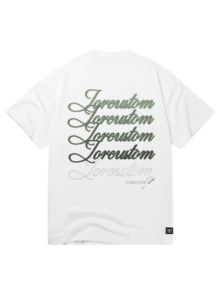 JorCustom Stitched Loose Fit T-Shirt - White/Green JorCustom JorCustom Stitched Loose Fit T-Shirt - White/Green