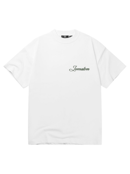 JorCustom Stitched Loose Fit T-Shirt - White/Green JorCustom JorCustom Stitched Loose Fit T-Shirt - White/Green