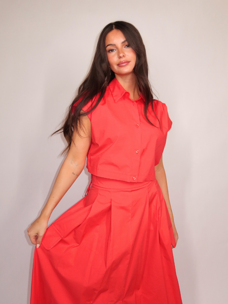 Rinascimento Gonna Piegoni Telpa PA Skirt - Rosso Fragola Rinascimento Rinascimento Gonna Piegoni Telpa PA Skirt - Rosso Fragola