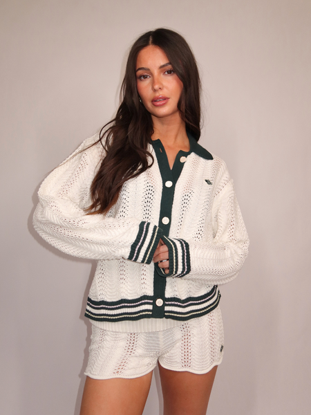 The Couture Club Women Long Sleeve Crochet Shirt - Forest Green The Couture Club The Couture Club Women Long Sleeve Crochet Shirt - Forest Green
