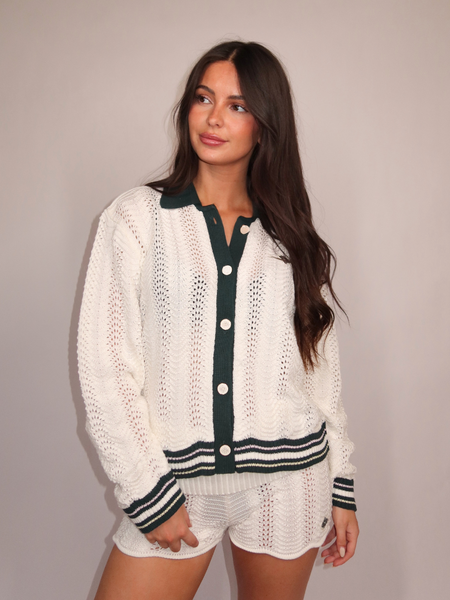 The Couture Club Women Long Sleeve Crochet Shirt - Forest Green The Couture Club The Couture Club Women Long Sleeve Crochet Shirt - Forest Green
